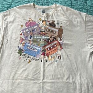 Cream Short Sleeve Tee with Whimsical Graphic Taylor swift theme